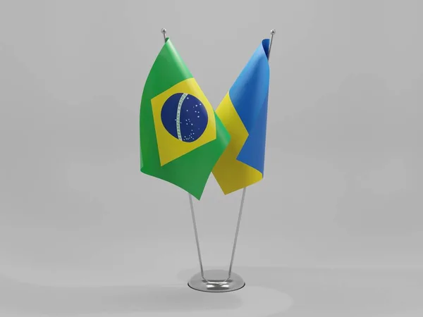 Ucrânia Brasil Bandeiras Cooperação Fundo Branco Render — Fotografia de Stock