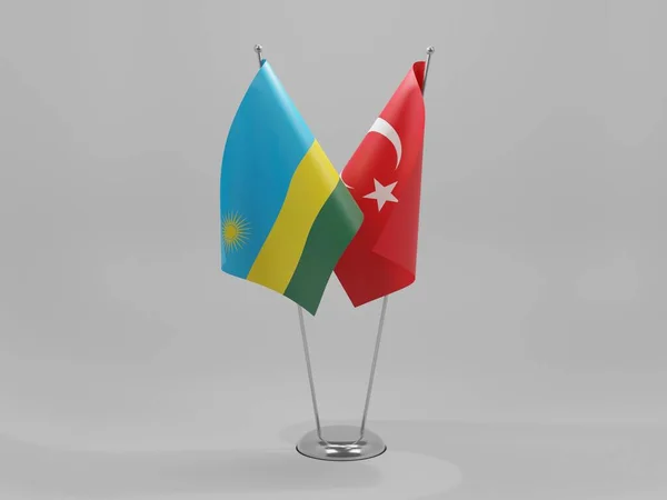 Turquie Drapeaux Coopération Rwanda Fond Blanc Render — Photo