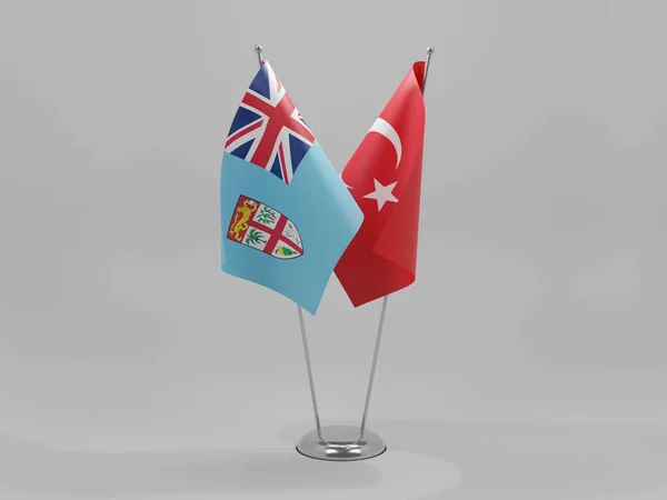 Turquía Banderas Cooperación Fiyi Fondo Blanco Render — Foto de Stock