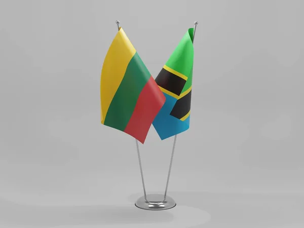 Танзанія Литва Співпраця Прапори Білий Фон Рендер — стокове фото