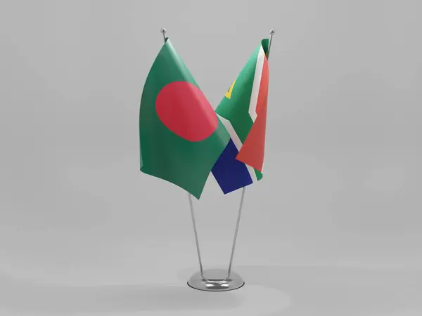 南アフリカ バングラデシュ協力旗 白背景 3Dレンダリング — ストック写真