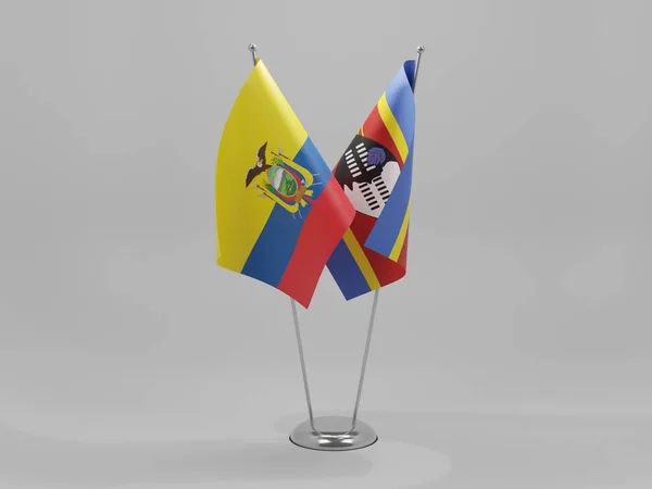 Swaziland Ecuador Cooperation Flags White Background Render — Stock Photo, Image