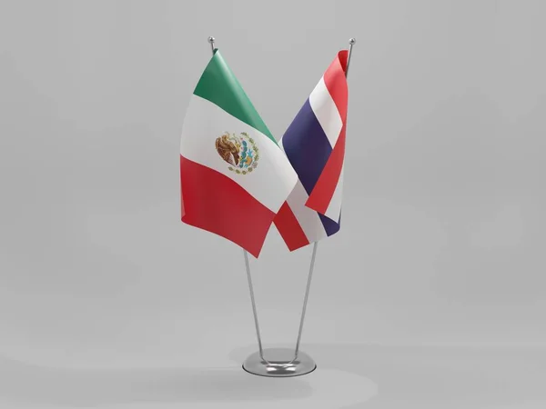 Tailandia Banderas Cooperación México Fondo Blanco Render — Foto de Stock