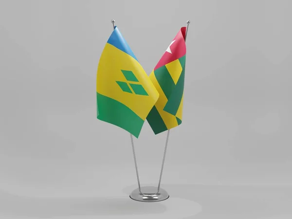Togo San Vicente Las Granadinas Banderas Cooperación Fondo Blanco Render — Foto de Stock