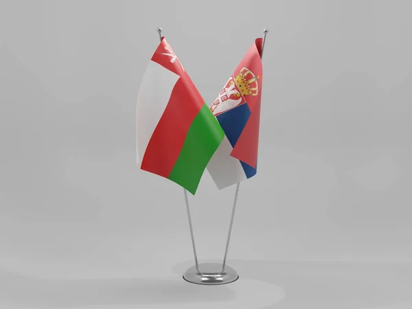 Serbia Oman Cooperation Flags White Background Render — стокове фото