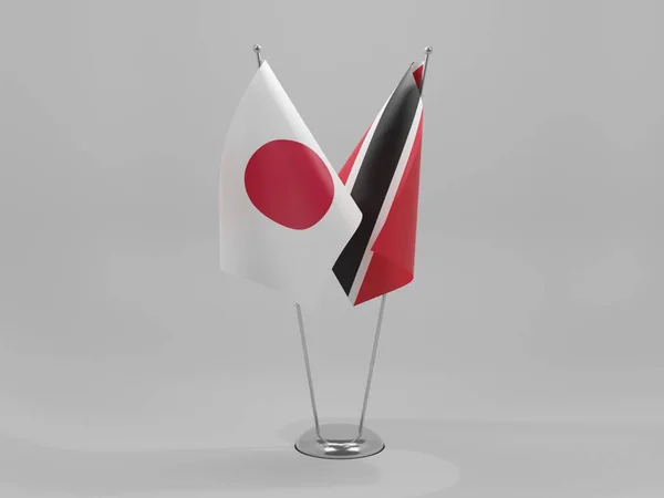 트리니다드토바고 Japan Cooperation Flags White Background Render — 스톡 사진