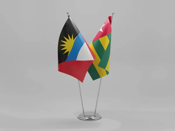 Togo Antigua Barbuda Banderas Cooperación Fondo Blanco Render —  Fotos de Stock