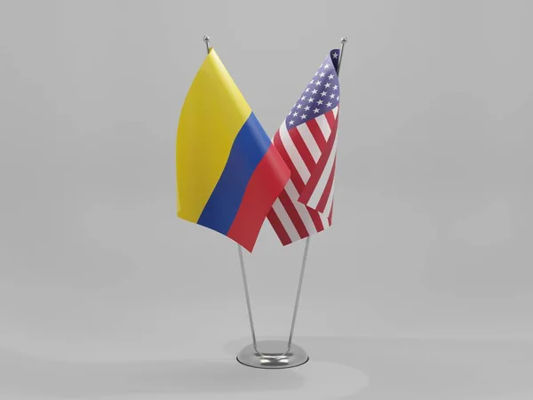 United States America Colombia Cooperation Flags White Background Render — Stock Photo, Image