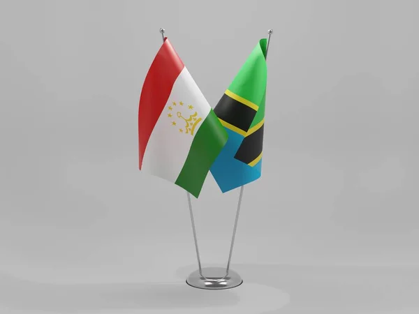 Τανζανία Τατζικιστάν Σημαίες Συνεργασίας Λευκό Φόντο Render — Φωτογραφία Αρχείου
