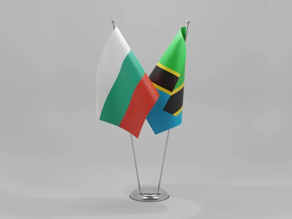 Tansania Bulgarien Kooperationsfahnen Weißer Hintergrund Render — Stockfoto