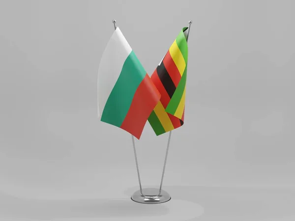 Zimbabue Banderas Cooperación Bulgaria Fondo Blanco Render —  Fotos de Stock