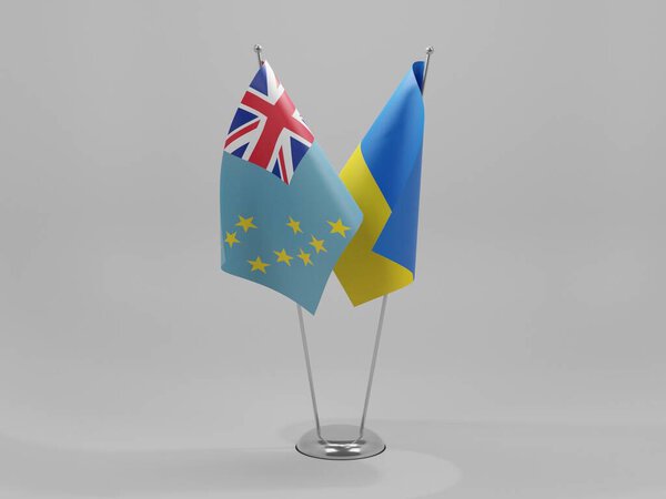 Украина - Тувалу Флаги сотрудничества, белый фон - 3D рендер