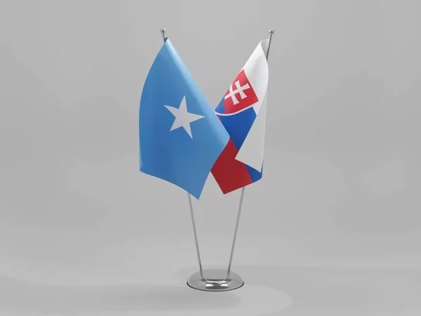 Slowakia Bendera Kerja Sama Somalia Latar Belakang Putih Pencitraan — Stok Foto