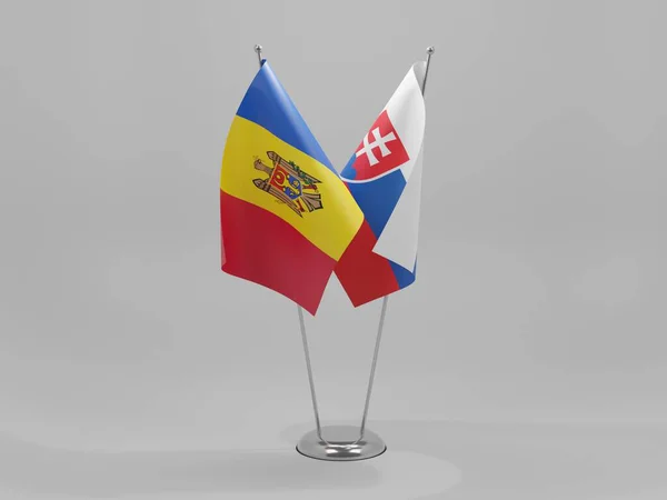 Словаччина Молдова Прапори Співробітництва Білий Фон Рендер — стокове фото