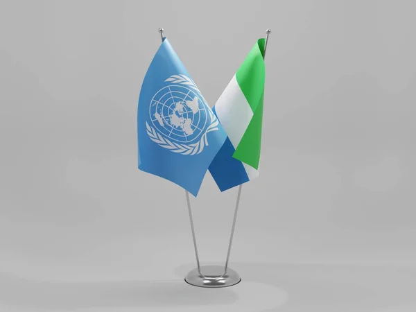 シエラレオネ 国連協力旗 白の背景 3Dレンダリング — ストック写真
