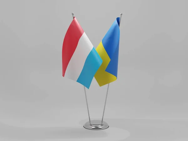 Ukraine Drapeaux Coopération Luxembourgeois Fond Blanc Render — Photo