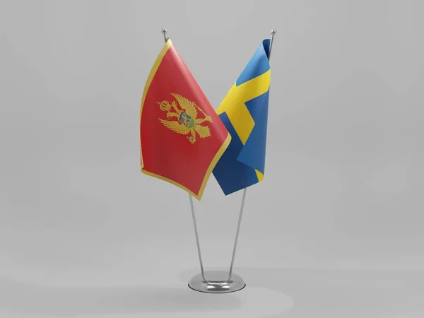 Sweden Montenegro Cooperation Flags White Background Render — Stock Photo, Image