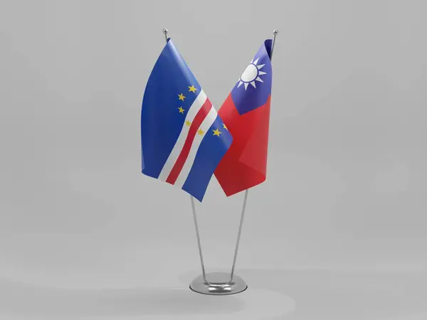Taiwan Kaapverdische Samenwerkingsvlaggen Witte Achtergrond Render — Stockfoto
