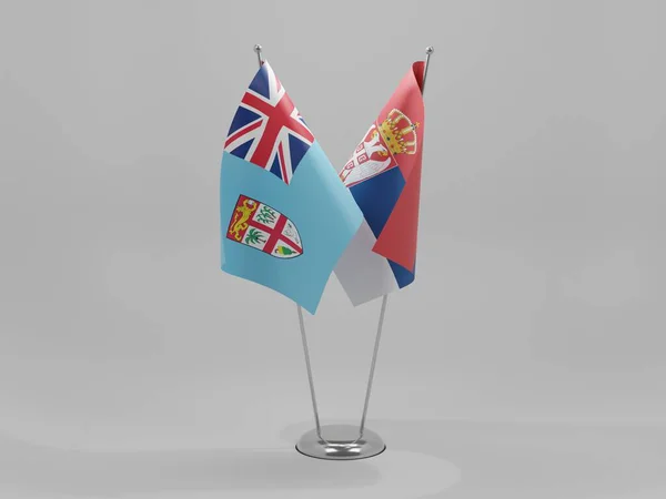 Sérvia Bandeiras Cooperação Fiji Fundo Branco Render — Fotografia de Stock