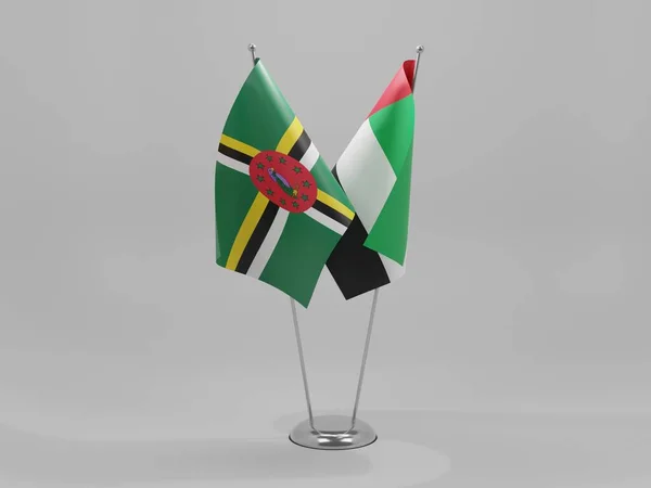 Vereinigte Arabische Emirate Dominica Flaggen Weißer Hintergrund Render — Stockfoto