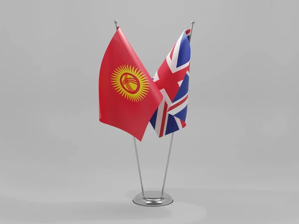 Regno Unito Bandiere Cooperazione Del Kirghizistan Sfondo Bianco Render — Foto Stock
