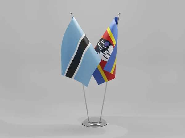 Swazilandia Banderas Cooperación Botswana Fondo Blanco Render —  Fotos de Stock