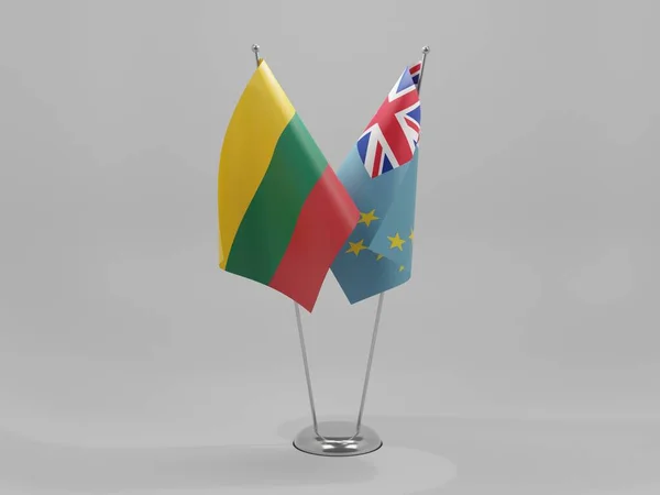 Tuvalu Banderas Cooperación Lituania Fondo Blanco Render — Foto de Stock