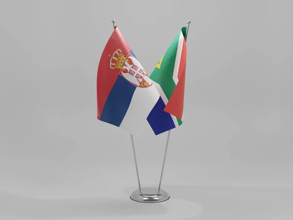 Sudafrica Serbia Bandiere Cooperazione Sfondo Bianco Render — Foto Stock