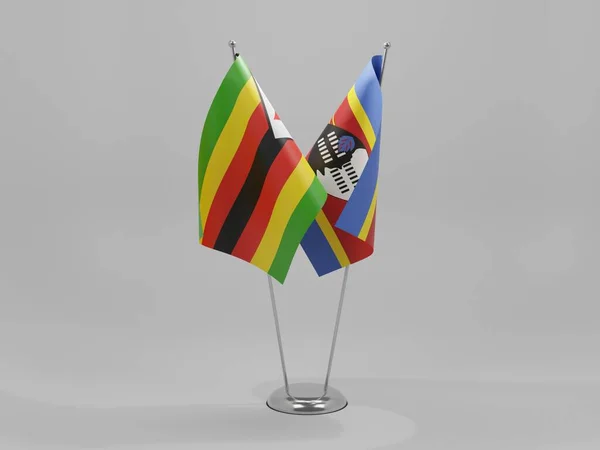 Swaziland Bandiere Cooperazione Dello Zimbabwe Sfondo Bianco Render — Foto Stock