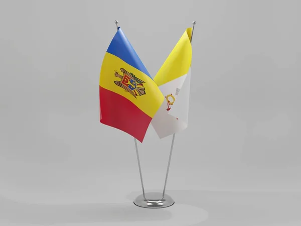 Ciudad Del Vaticano Moldavia Banderas Cooperación Fondo Blanco Render — Foto de Stock