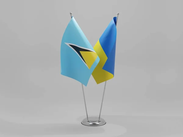 乌克兰 圣卢西亚合作旗 白色背景 3D渲染 — 图库照片