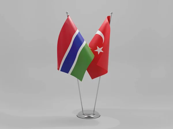 Turquía Banderas Cooperación Gambia Fondo Blanco Render — Foto de Stock