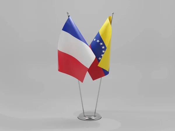 Venezuela France Cooperation Flags White Background Render — Stock Photo, Image