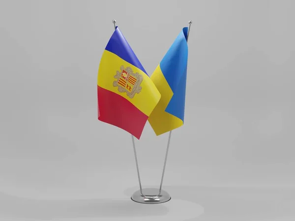 Ucrania Andorra Banderas Cooperación Fondo Blanco Render —  Fotos de Stock