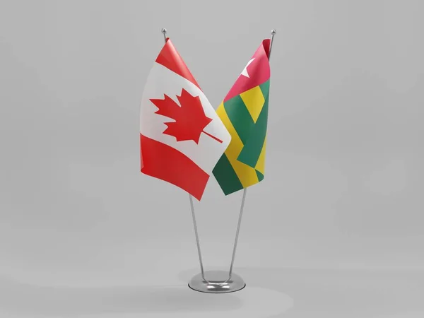 Togo Banderas Cooperación Canadá Fondo Blanco Render —  Fotos de Stock