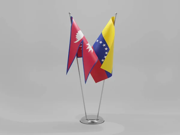Venezuela Nepal Samenwerkingsvlaggen Witte Achtergrond Render — Stockfoto