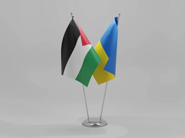 Σημαίες Συνεργασίας Ουκρανίας Παλαιστίνης Λευκό Φόντο Render — Φωτογραφία Αρχείου
