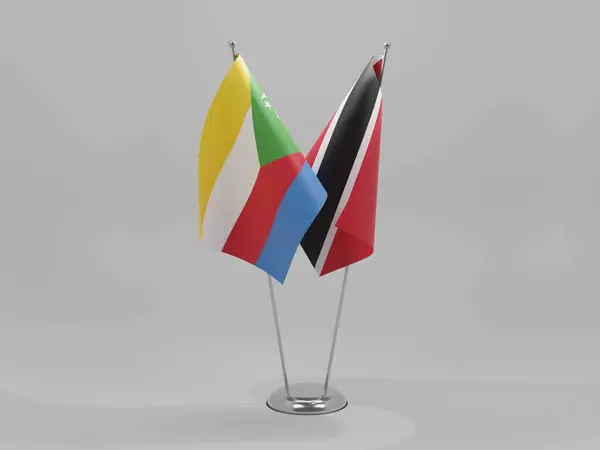 Trinidad Und Tobago Komoren Kooperationsflaggen Weißer Hintergrund Render — Stockfoto