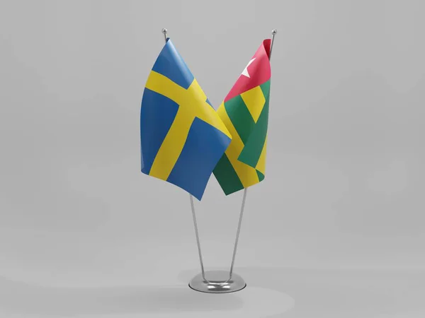 Togo Sweden Cooperation Flags White Background Render — Stock Photo, Image