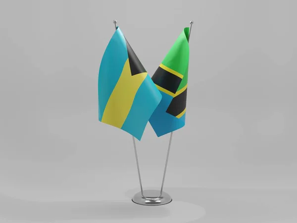 Tanzania Bahamas Banderas Cooperación Fondo Blanco Render —  Fotos de Stock