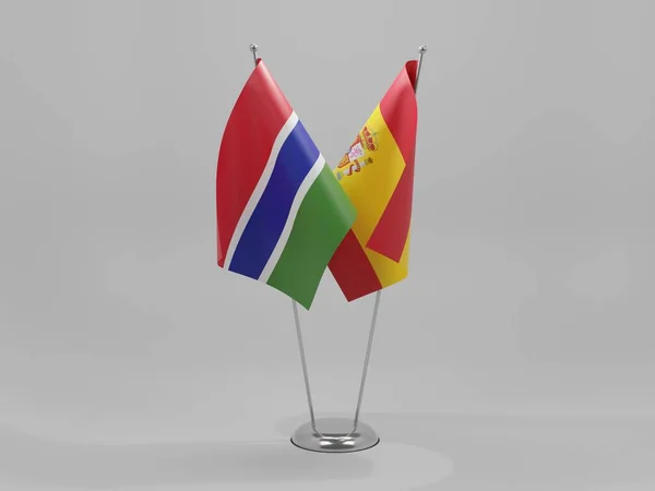 Spain Gambia Cooperation Flags White Background Render — 스톡 사진