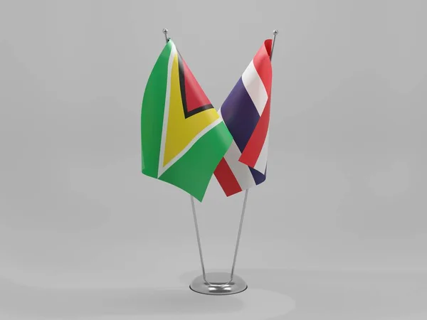 Thailand Guyana Cooperation Flags White Background Render — стокове фото