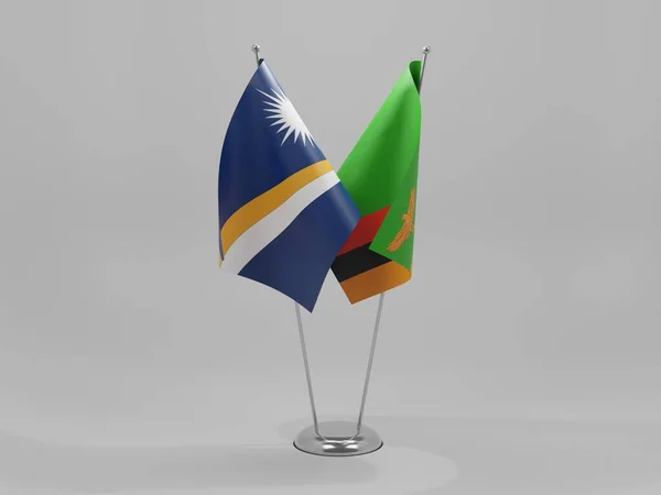 Zambia Marshall Islands Cooperation Flags White Background Render — Stock Photo, Image