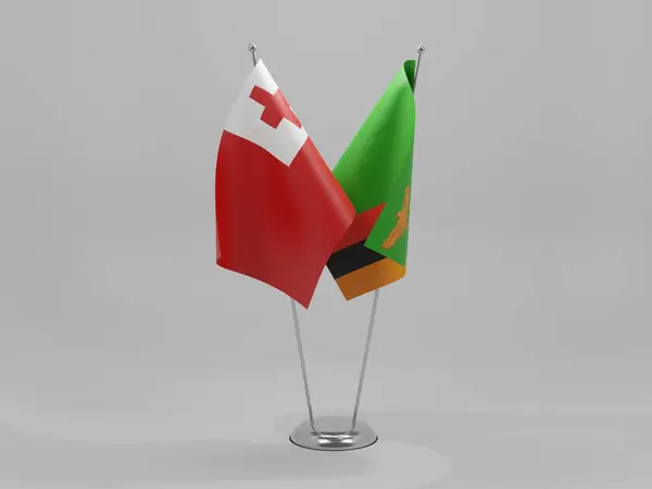 Zambie Drapeaux Coopération Tonga Fond Blanc Render — Photo