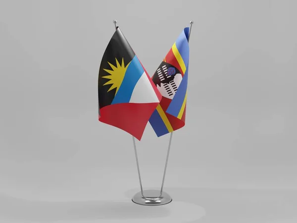 Swaziland Antigua Barbuda Cooperation Flags White Background Render — 스톡 사진