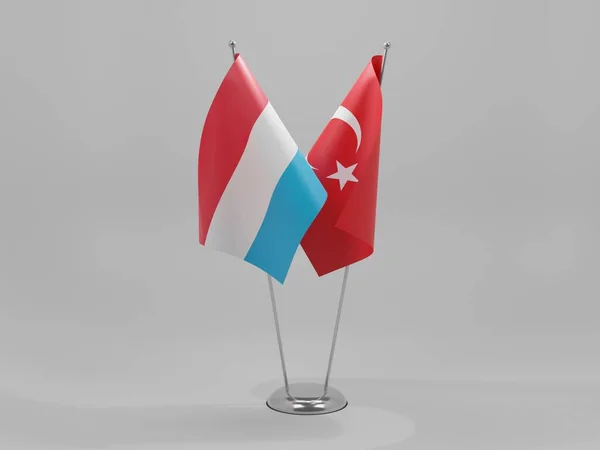 Turquia Bandeiras Cooperação Luxemburgo Fundo Branco Render — Fotografia de Stock