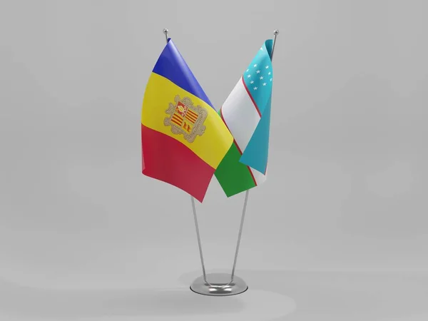 Usbekistan Andorra Kooperationsflaggen Weißer Hintergrund Render — Stockfoto