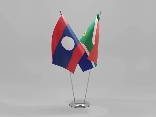 Afrika Selatan Laos Cooperation Flags White Background Render — Stok Foto