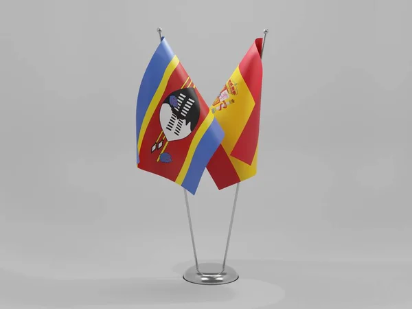 España Banderas Cooperación Suazilandia Fondo Blanco Render —  Fotos de Stock