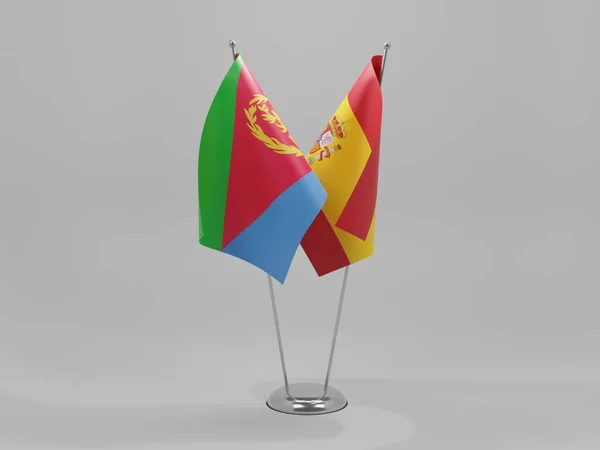 España Banderas Cooperación Eritrea Fondo Blanco Render — Foto de Stock